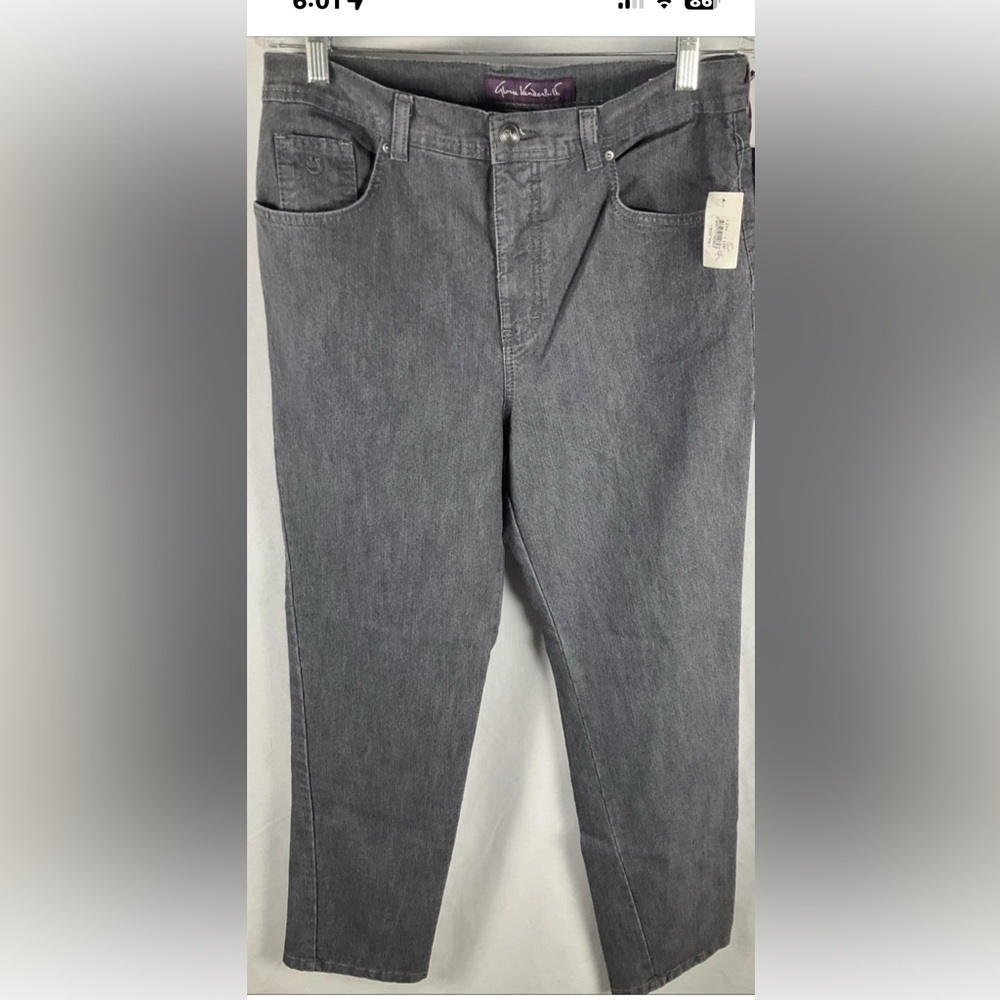 Gloria Vanderbilt Amanda Womens Gray 14 Jeans Classic Stretch Straight Leg Fit